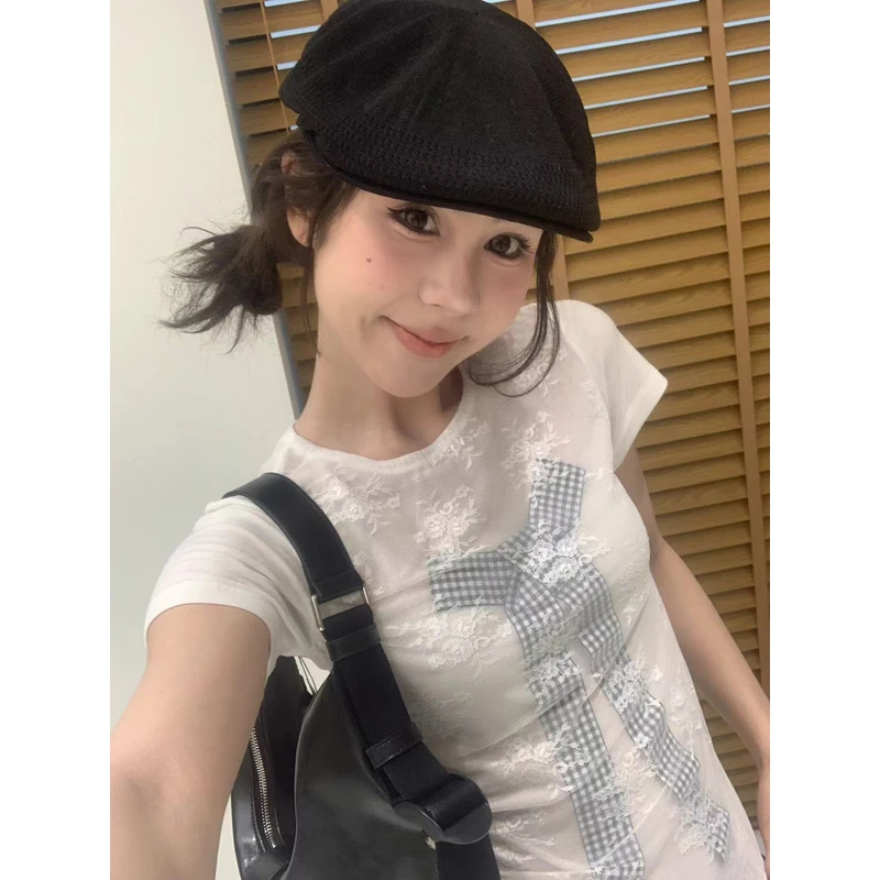 THREE GOOOD/三吉甜美蝶结甜美风蝴蝶结T恤 ST240595