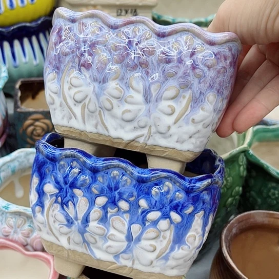 多肉绿植陶瓷花盆9.9包邮，有孔