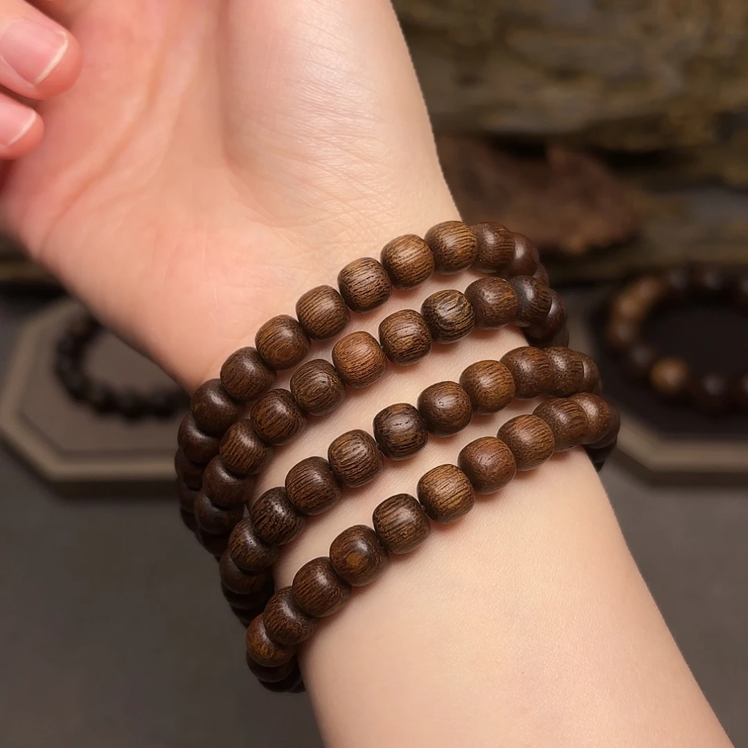 沉香手串越南芽庄白棋楠树芯料0.6×0.8×108