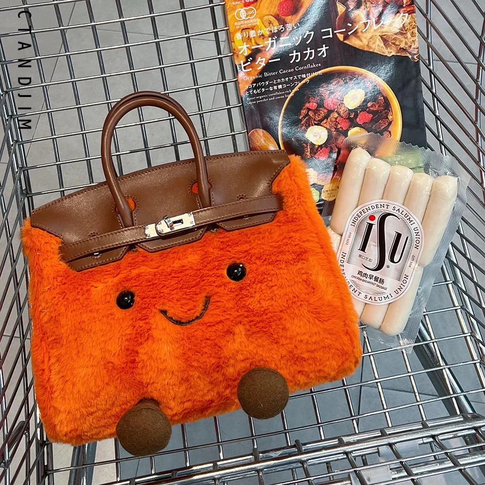 CTANDJIM 敲可爱毛茸茸bk小精灵手提包 斜挎包迷你包