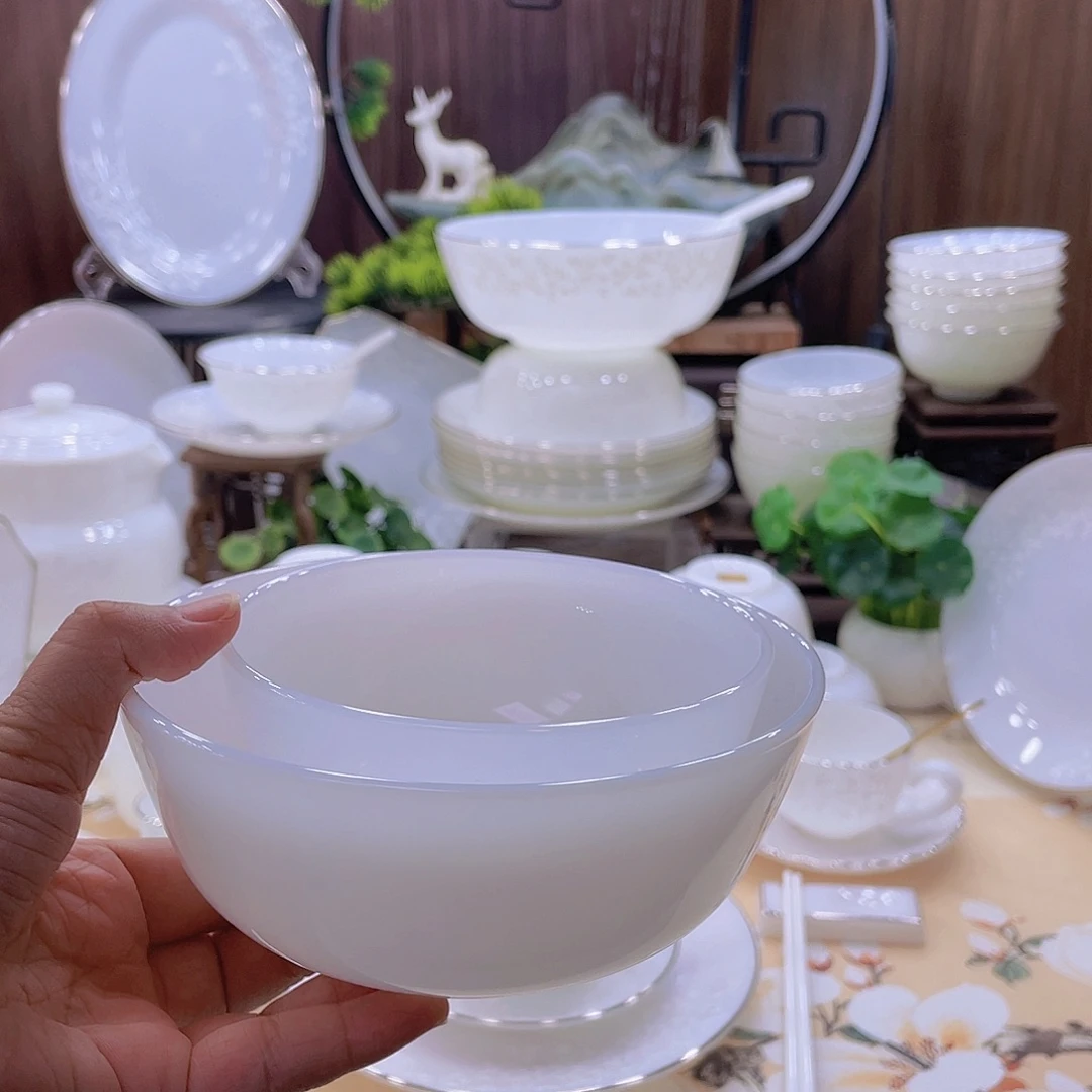 玉瓷景德镇不描金白玉瓷碗单买