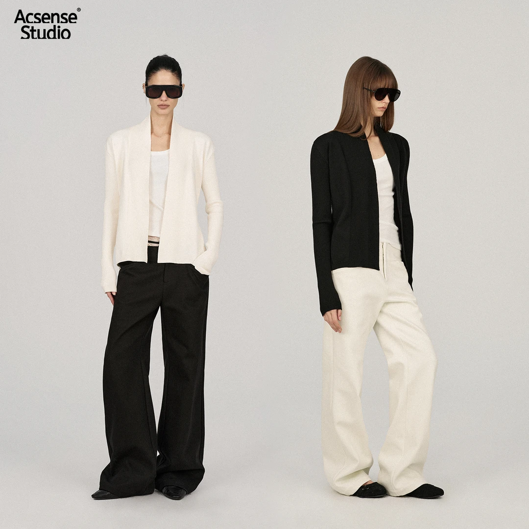 【12.15新品】ACSENSE STUDIO 极简松弛坑条肌理感无扣针织开衫