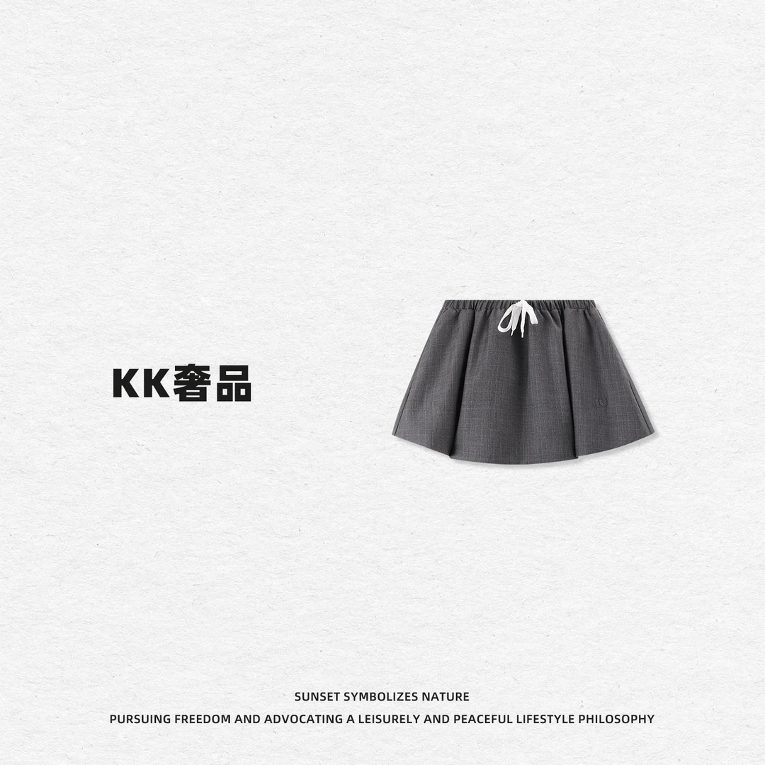 KK【小灰云团】2520506少女感芭蕾风高腰蓬蓬裙百搭显瘦抽绳裙子