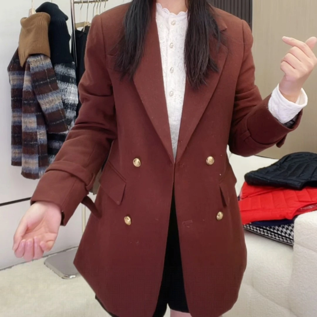 29116衣65冬季新款加绒西装外套高级感气质女士西服