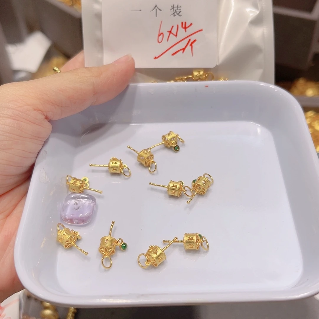 紫晶珠宝半成品银S925镀金镶嵌14