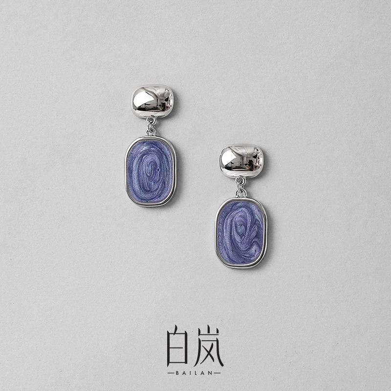 BN/白岚 925银耳饰 【618上新】厝色海风耳钉复古蓝色耳环ED4636
