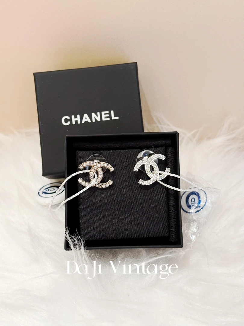 99新 Chanel/香奈儿 大吉中古/Chanel香奈儿双c镶钻耳钉