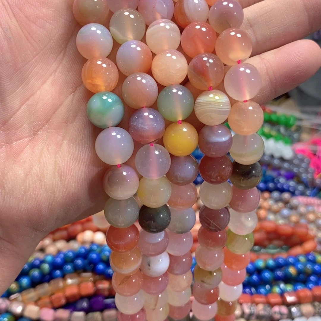 玛瑙/玉髓未镶嵌珠宝半成品盐源玛瑙一条卡12mm