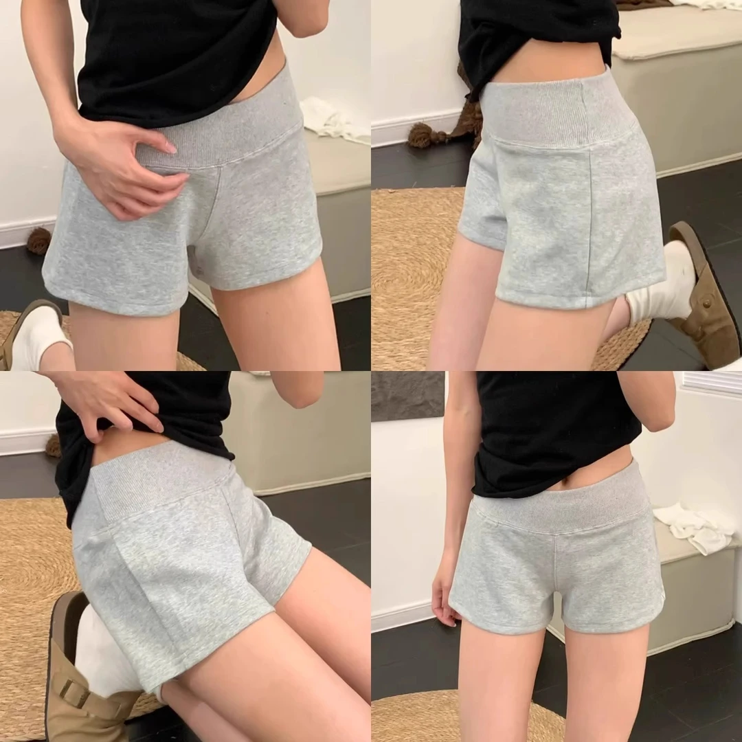 灰色运动短裤女夏季薄款2025新款高腰显瘦休闲裤美式a字宽松热裤