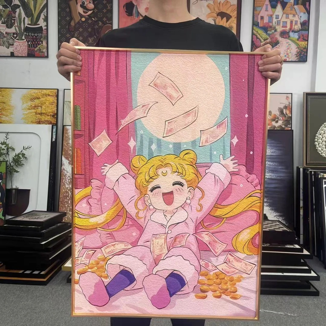 简约美少女战士卡通动漫装饰画客厅卧室墙壁挂画5070