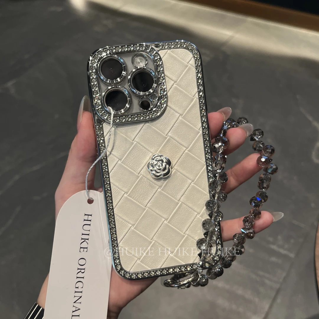 气质点钻棱形纹全包适用苹果16手机壳iphone15/14/12promax13手链