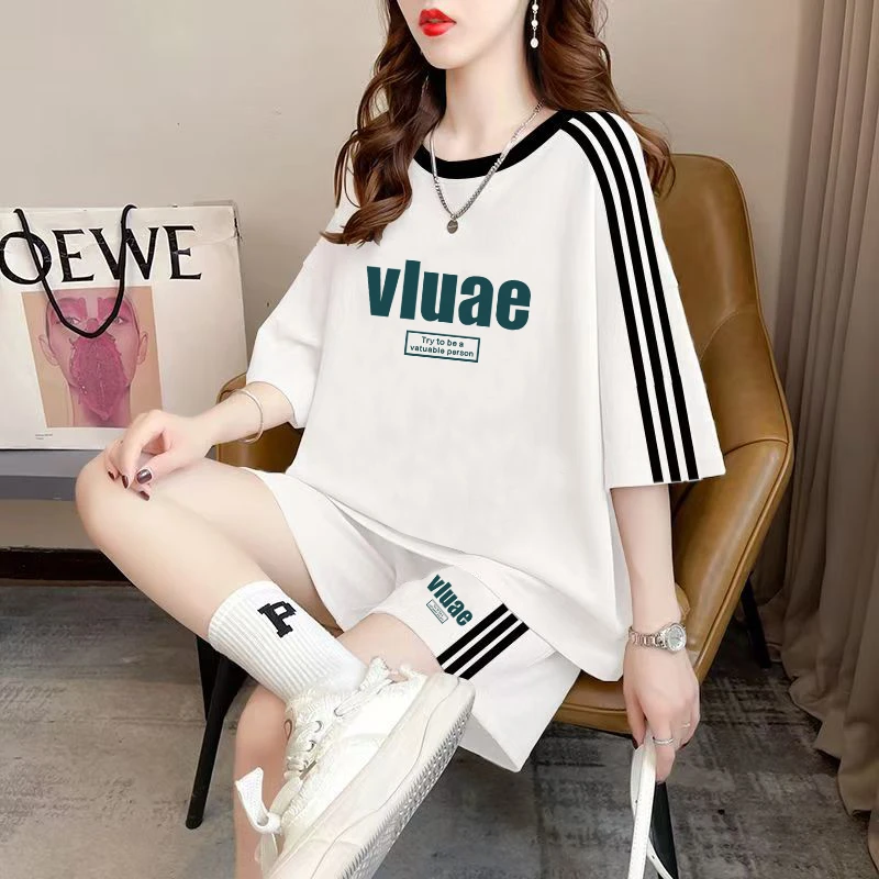 清仓女款大码女装短袖短裤运动套装女夏季韩版宽松显瘦休闲两件套