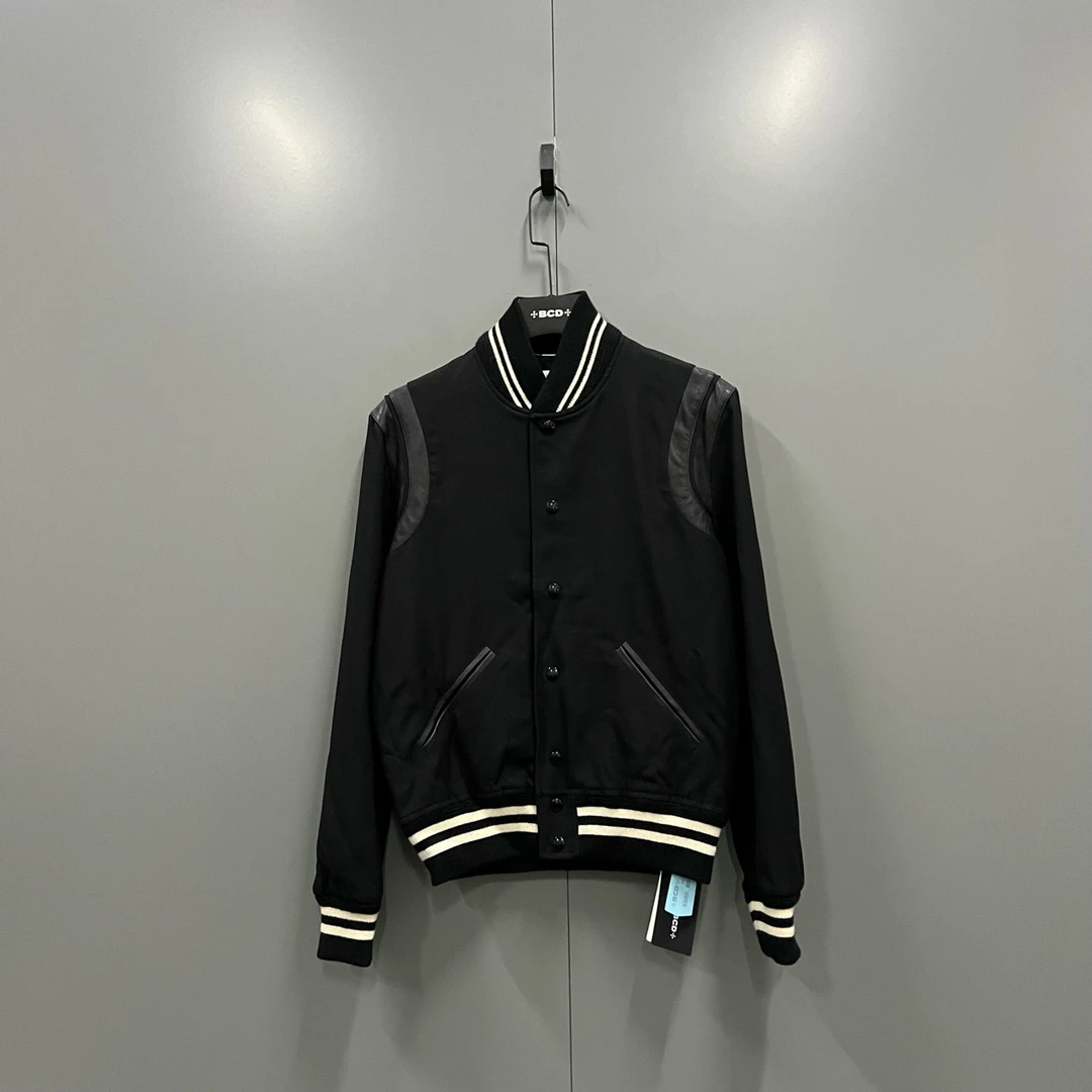 95新 YSL/圣罗兰 q224 slp 黑色条纹棒球服尺码如图fg208100