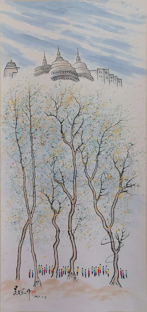Lot 1015 吴先生风景 纸本 尺寸136cmX67cm
