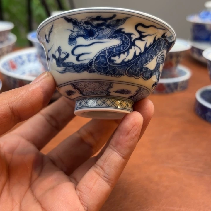 盖碗小压手穿云龙景德镇发货