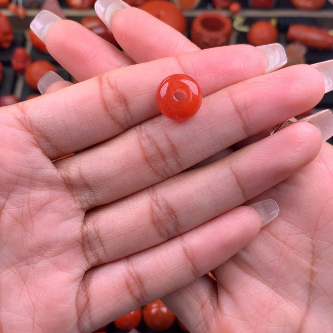 南红玛瑙未镶嵌牛血火焰平安扣12+