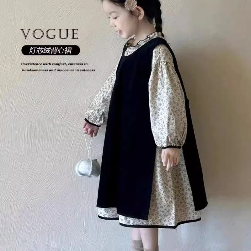 女童连衣裙春秋2024新款儿童洋气秋装中小童薄款森系套装公主裙