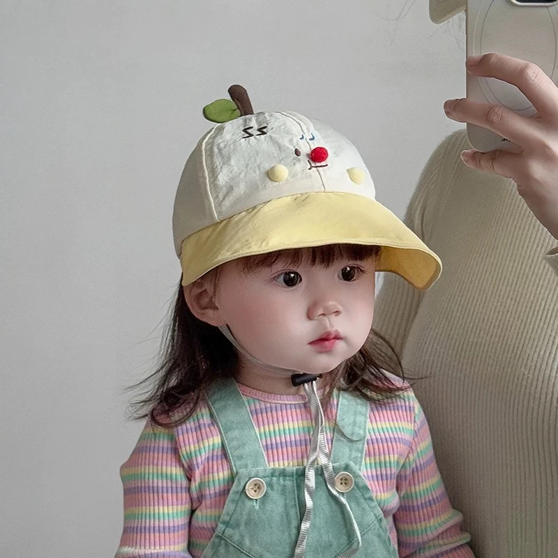 儿童帽子春夏卡通拼色大檐帽男童帅气鸭舌帽女宝可爱超萌遮阳帽棒