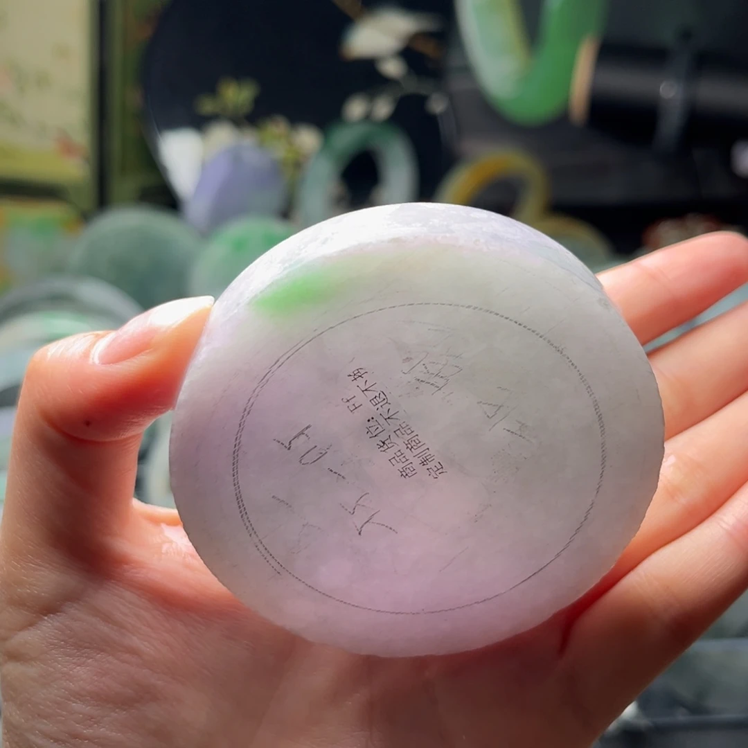 定制翡翠未镶嵌手镯冰胶春彩50-55