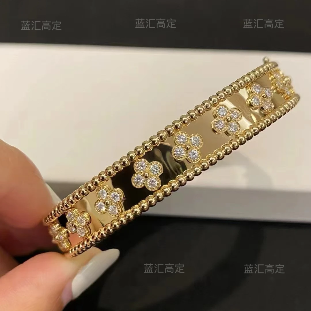 合金手镯 蓝汇 万花筒手镯轻奢四叶草高定V金精工时尚百搭经典