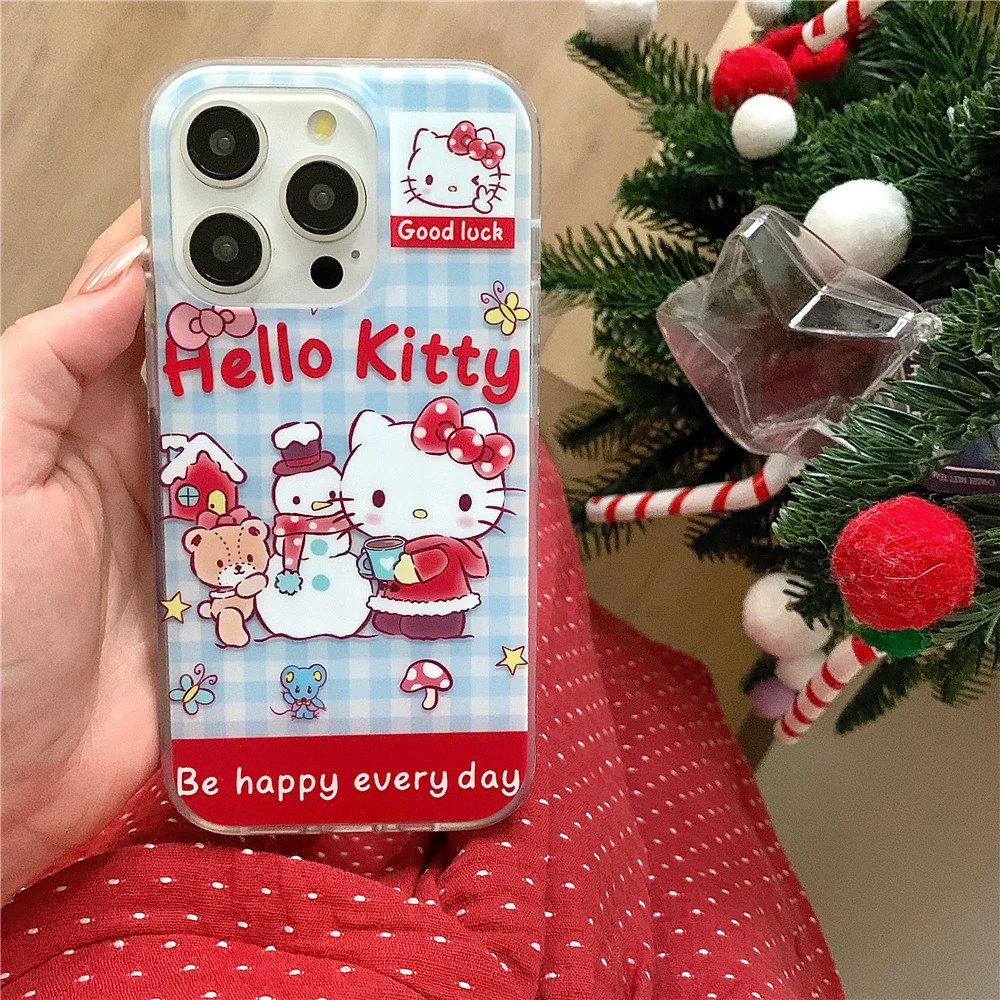 卡通少女心格纹手机壳适用苹果16promax防摔保护套