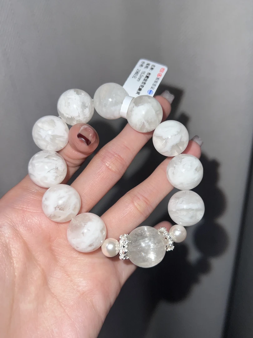 收藏级天然白雪花幽灵暴风雪幽灵水晶设计款拉丝锂辉-多样性发一