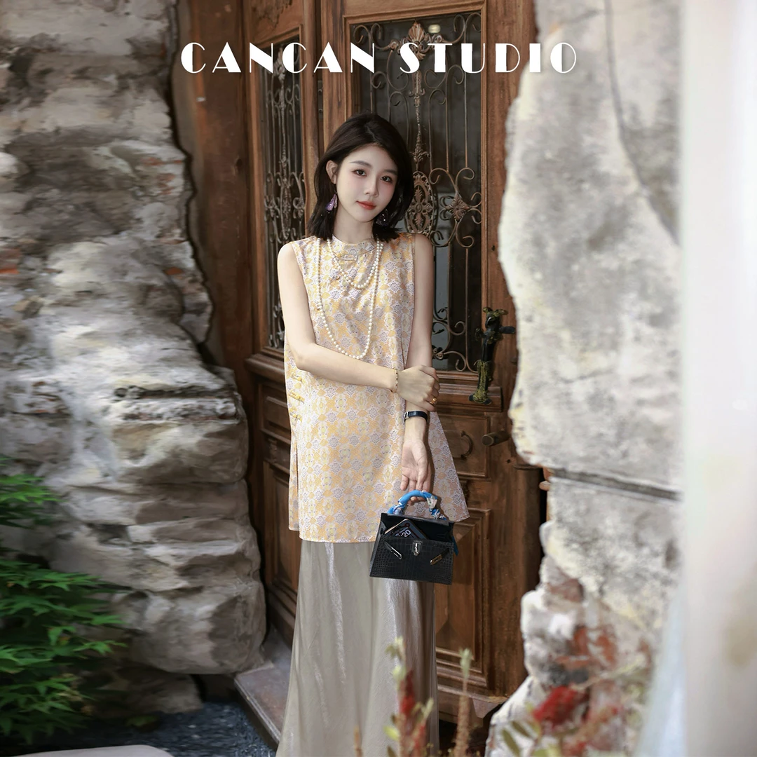 CANCAN STUDIO【宋锦~祥云宫灯】新中式原创设计夏季上衣G252178