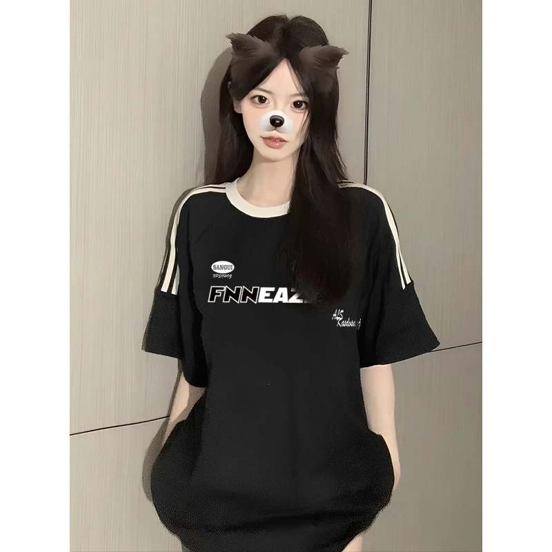 FNFE240克重磅潮牌美式设计感t恤男女同款夏季白色宽松纯棉短袖