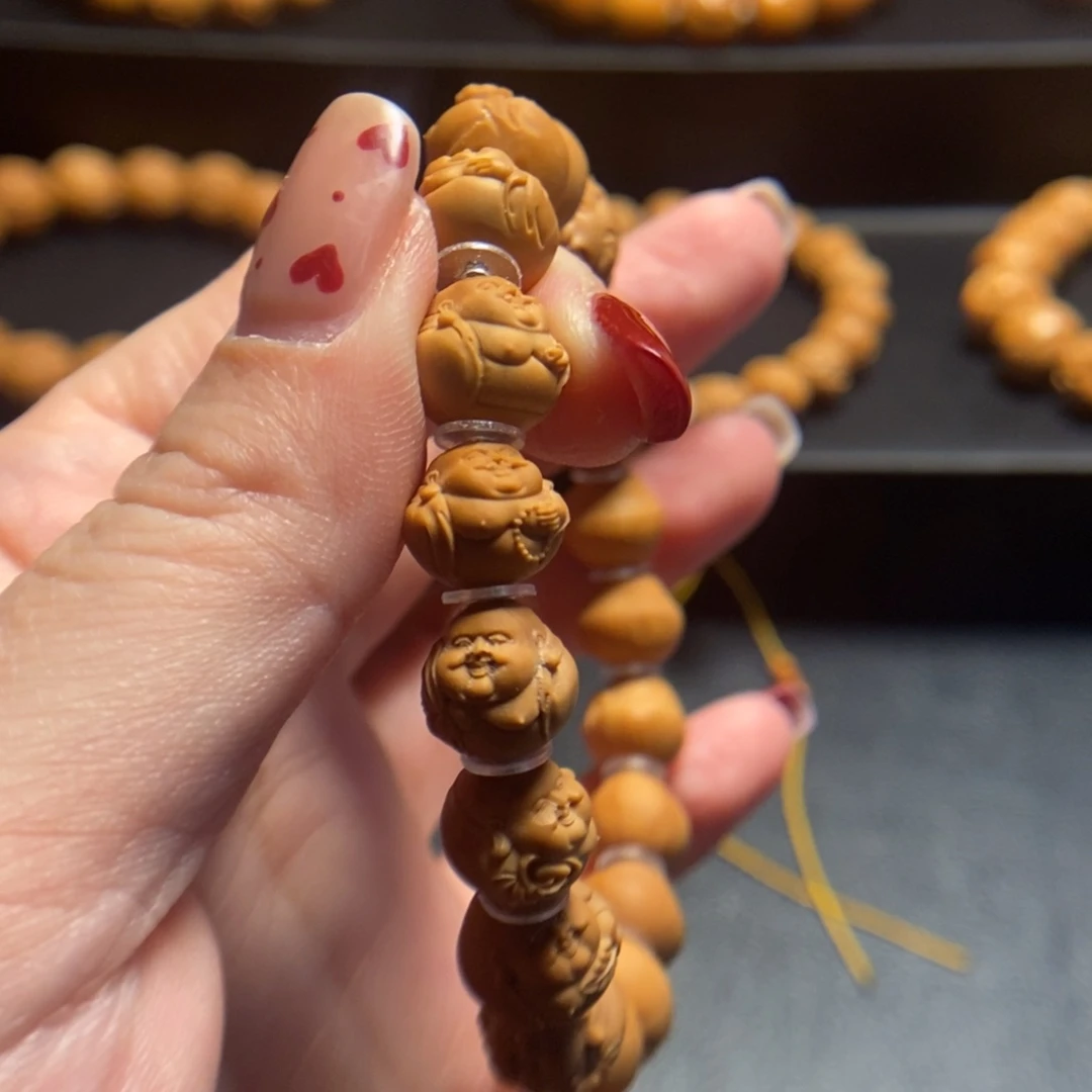 猴头核桃手串凌***上福娃弥勒