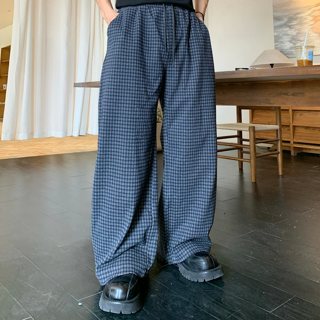 Holocene美式潮牌慵懒风cleanfit格子裤男宽松垂感直筒休闲裤2660