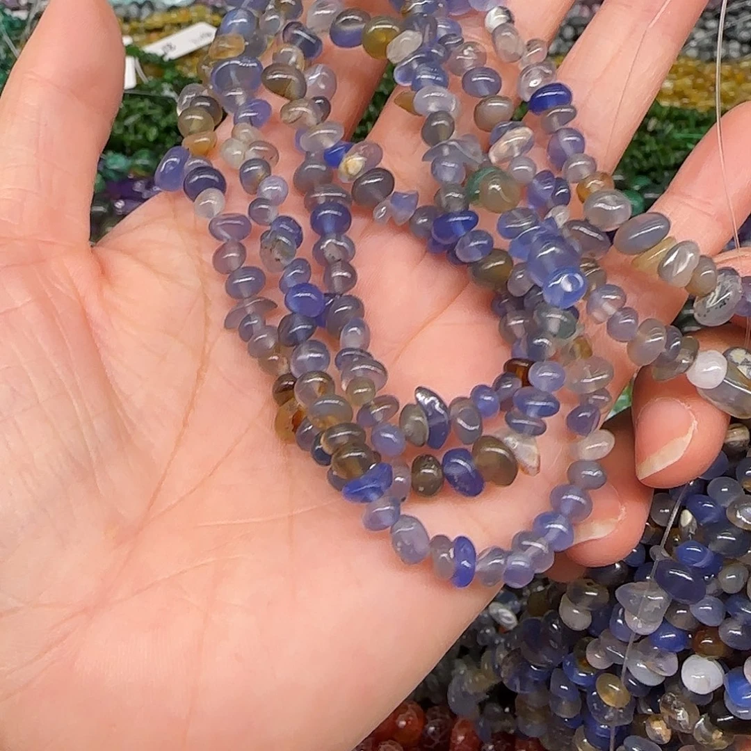 玛瑙/玉髓合金珠宝半成品蓝玛瑙4-6mm加长一条