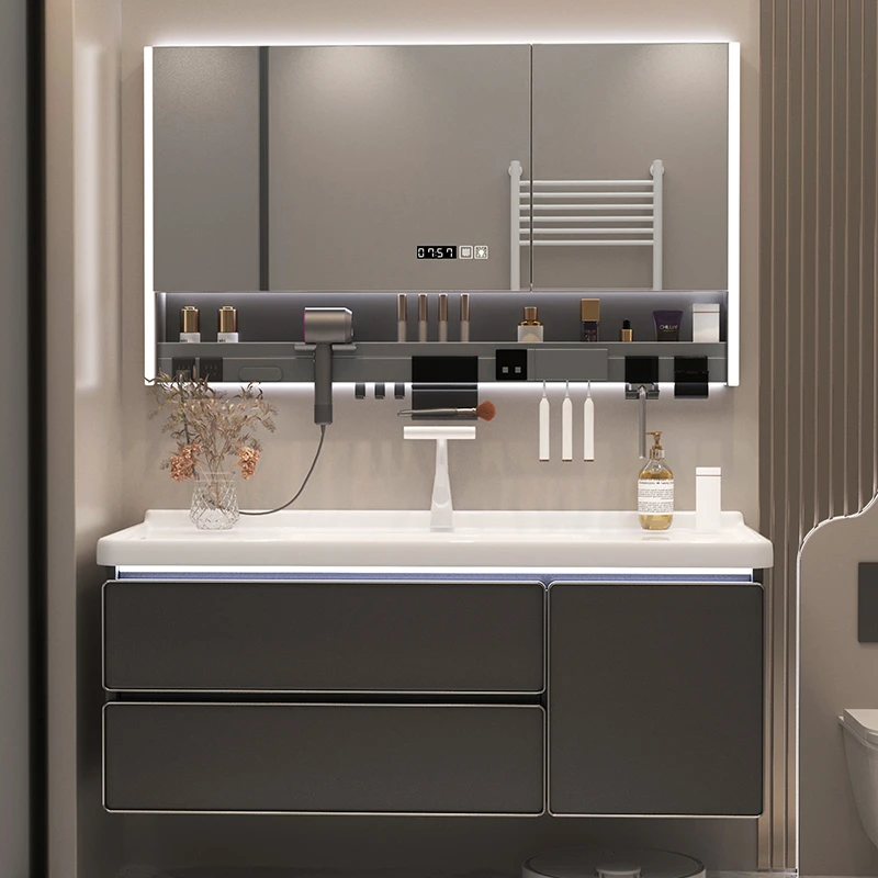 浴室柜陶瓷一体盆组合实木轻者卫生间洗脸盆柜组合洗漱台洗手盆柜