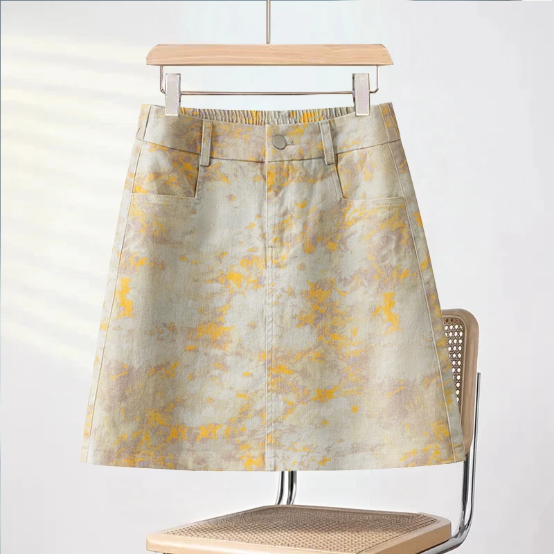 复古晕染牛仔半身裙女2025年夏季高腰显瘦包臀a字辣妹短裙气质裙