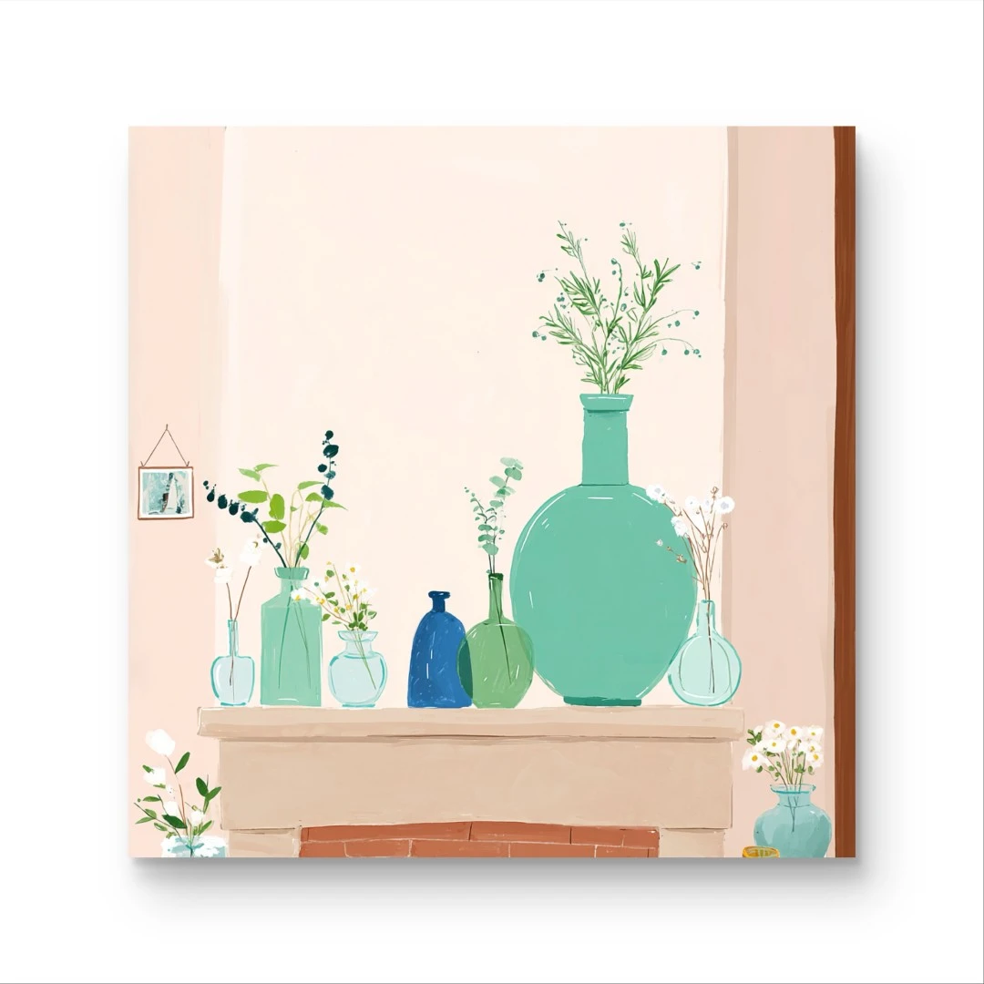《素色花瓶》原创手绘画/50x50cm/简约系列JY-24