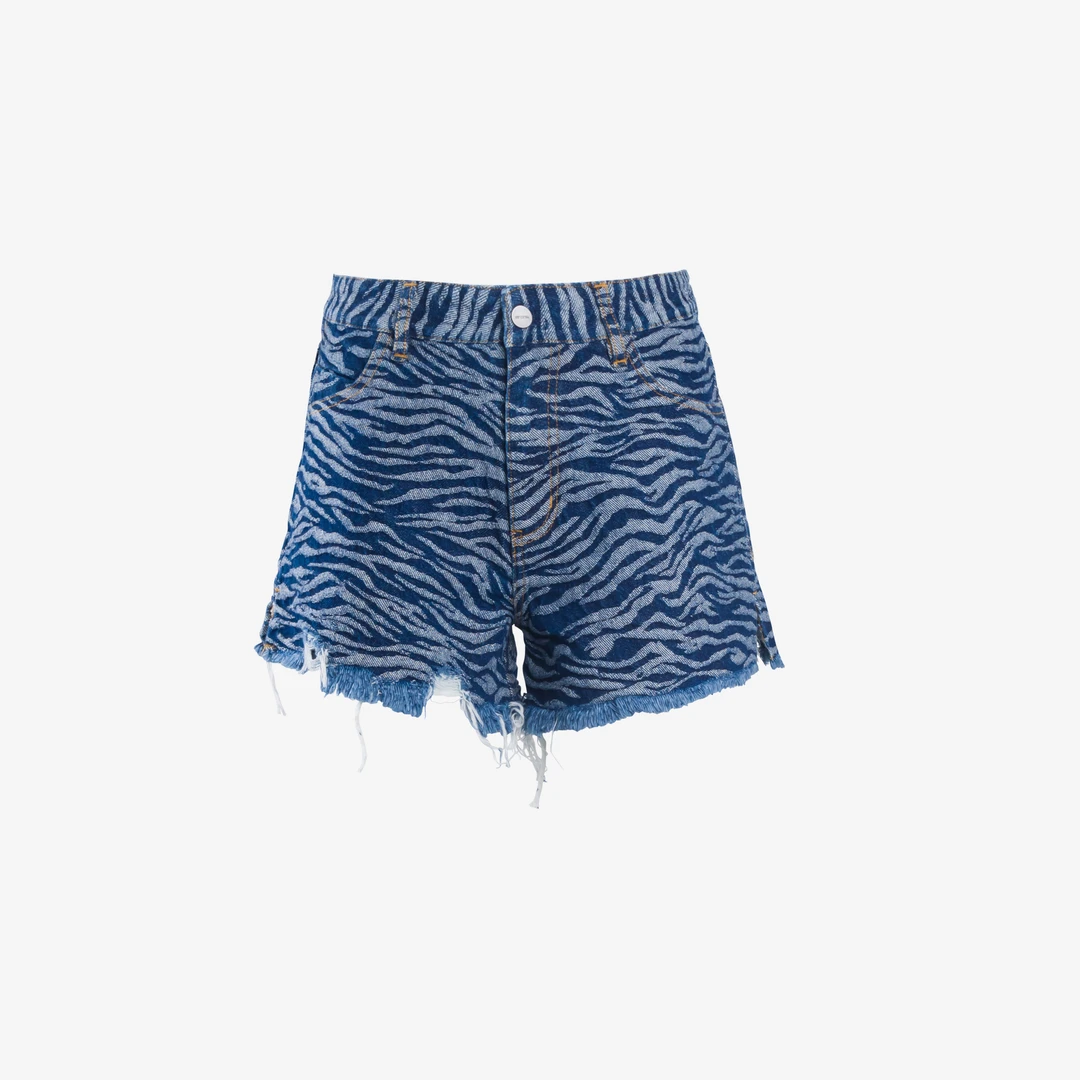 【PROJECTJOIN】虎纹提花牛仔短裤