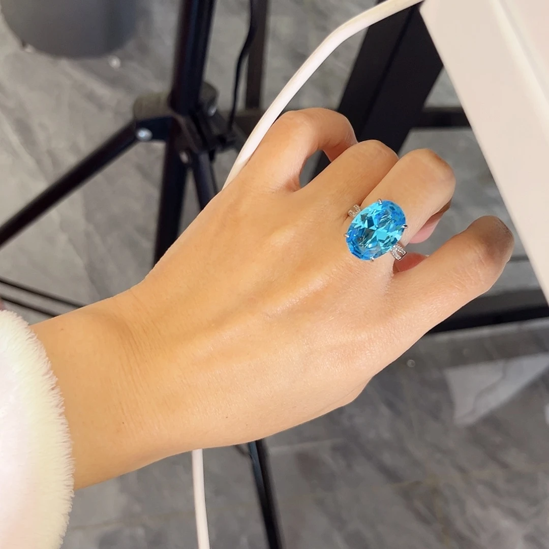 银S925镶嵌戒指托帕石