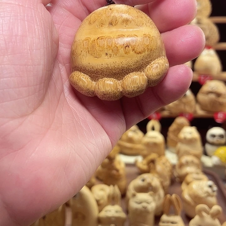 竹竹根雕猫爪手把件