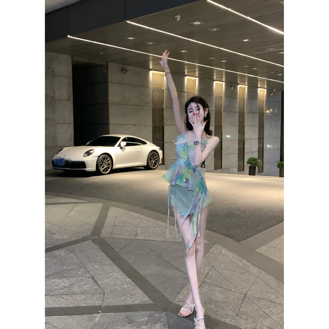 【雅乔定制】时尚百搭A版不规则假两件牛仔短裤裙DYJJ-23120220