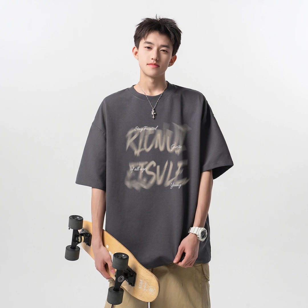 美式重磅印花短袖T恤男款新款潮流夏季潮牌百搭痞帅高街男生半袖