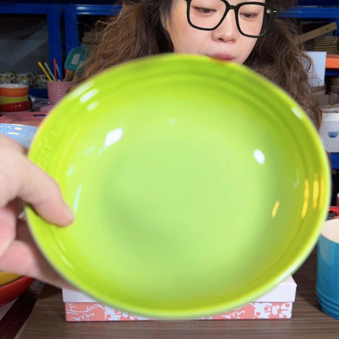 陶瓷翠竹绿燕麦碗