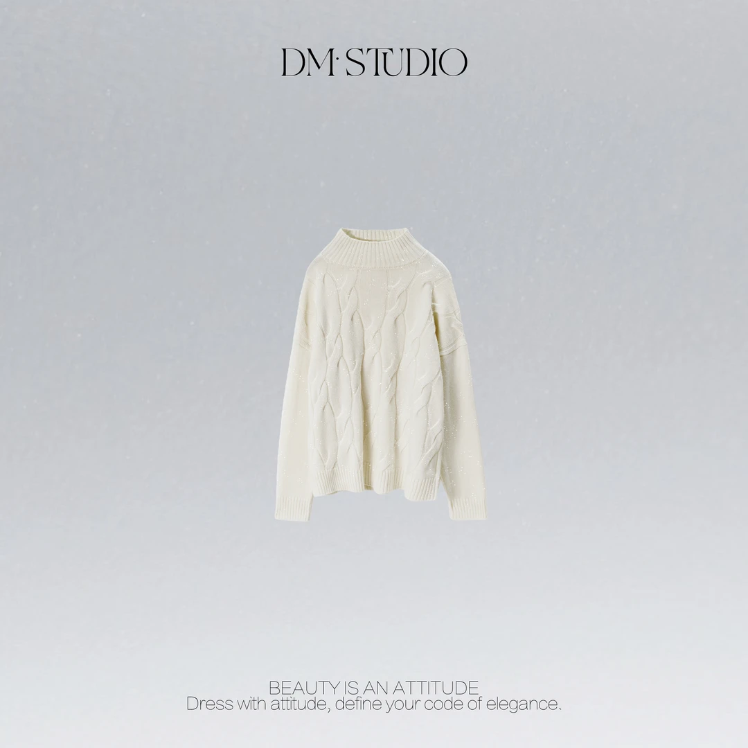 DEDM•STUDIO/百搭慵懒感气质纯色极简风100%羊毛毛衣2506ZZS/8008