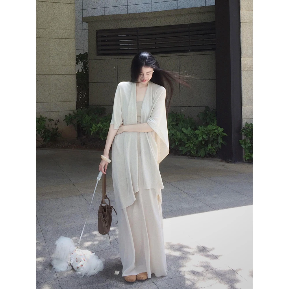 韩系气质百搭针织防晒开衫女夏季披肩夏季外搭罩衫空调衫薄款上衣