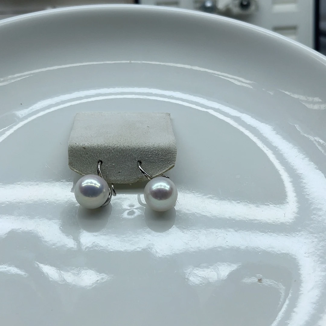 银S925镶嵌淡水珍珠耳饰