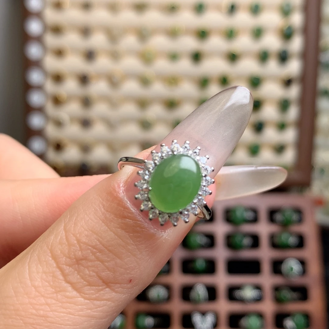 和田玉银S925镶嵌戒指