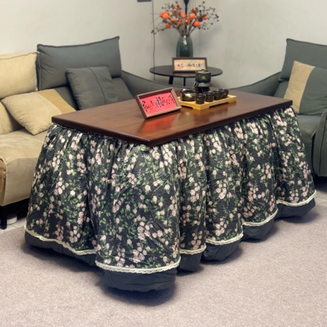 【双轨抽屉款】长方形烤火桌取暖桌竹书桌茶几客厅成人冬天餐桌茶桌