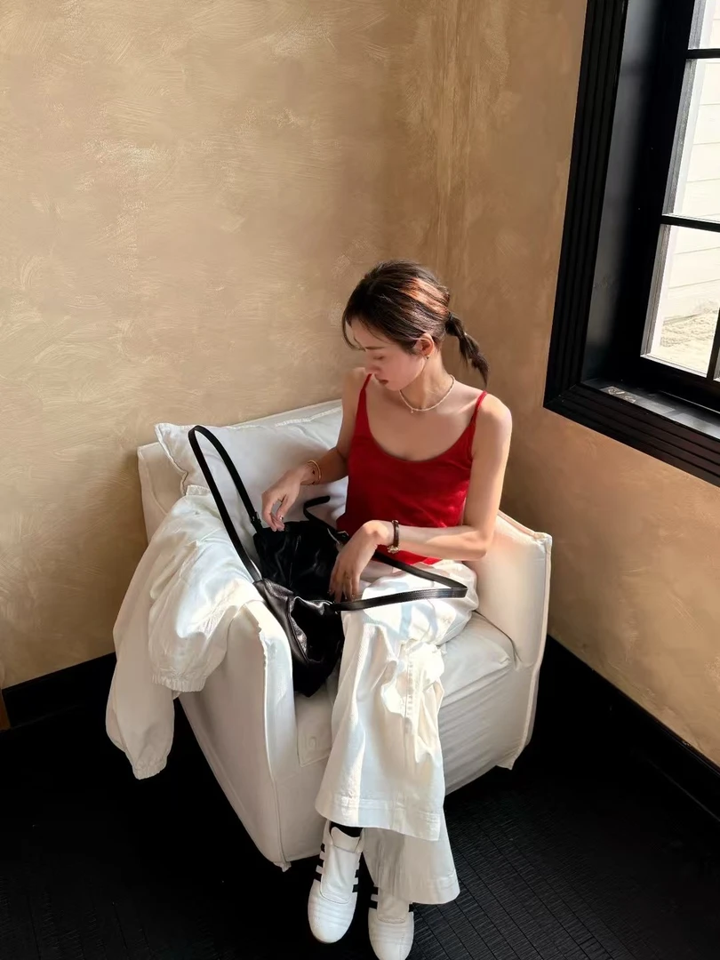 【玫瑰月】红色吊带背心气质港风