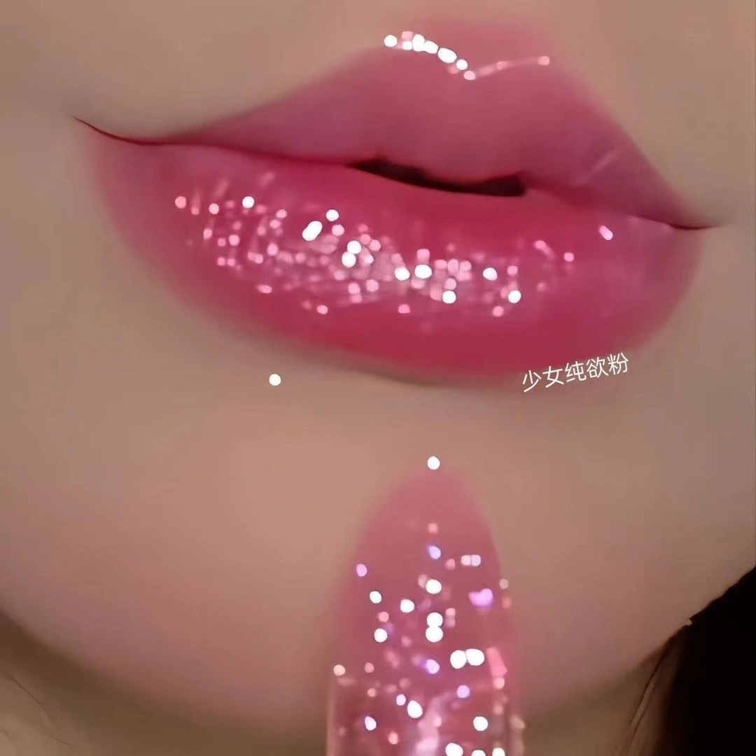 新款透明果冻变色花瓣不沾杯鲜花掉色口红滋润温变防补水