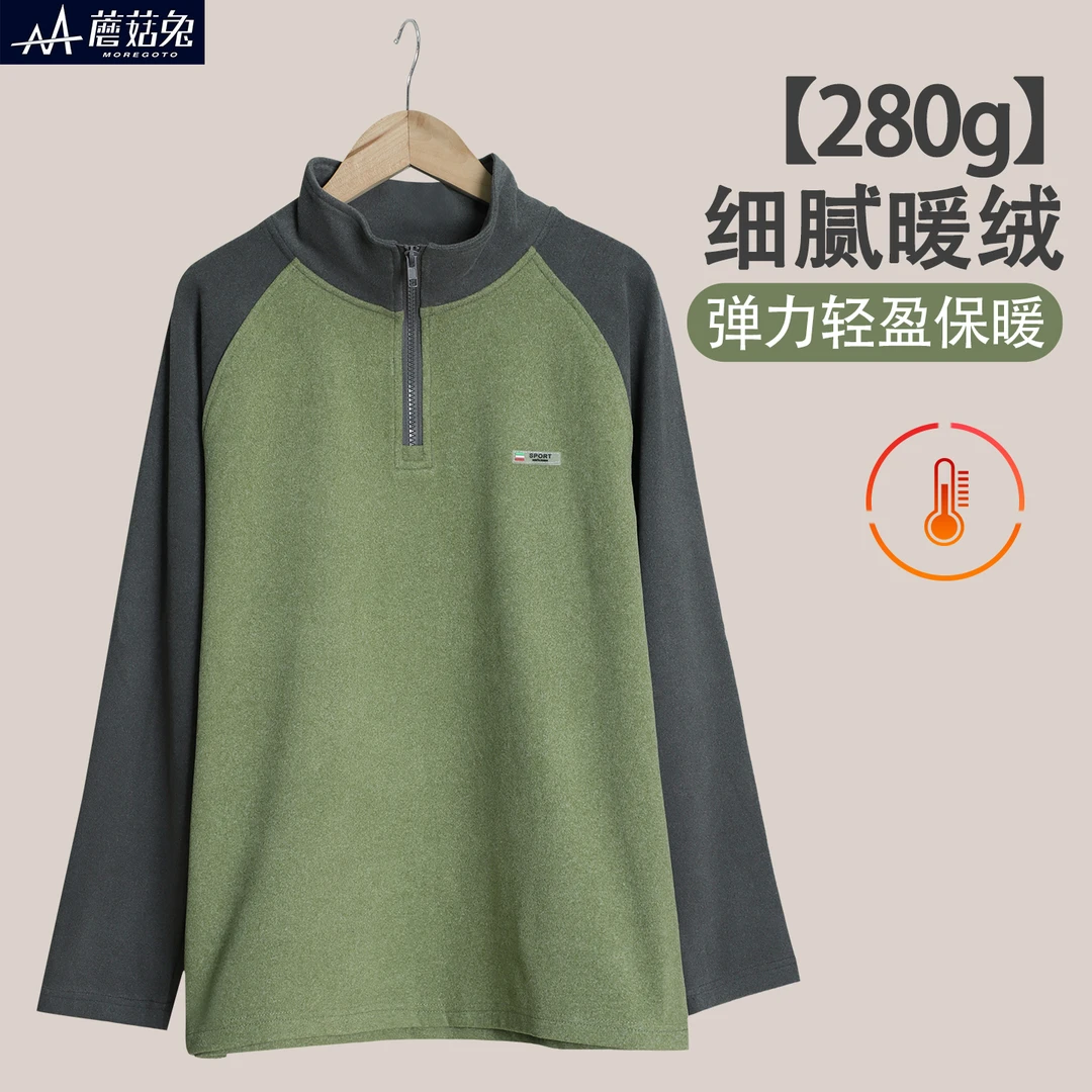 胖童男童德绒打底衫半高领秋冬款中大童双面薄绒内搭长袖上衣宽松