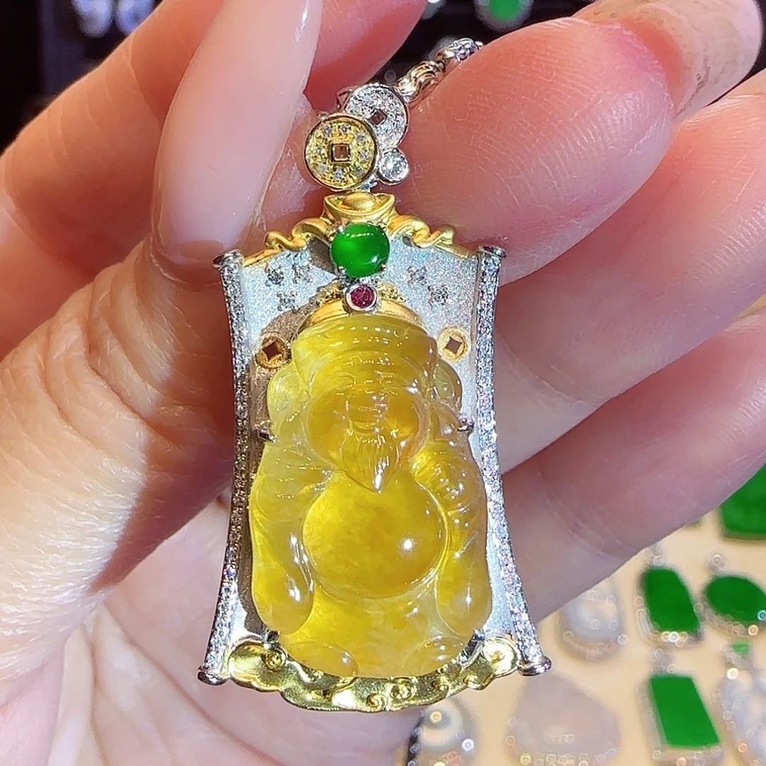 翡翠吊坠(不含链)18K金镶嵌