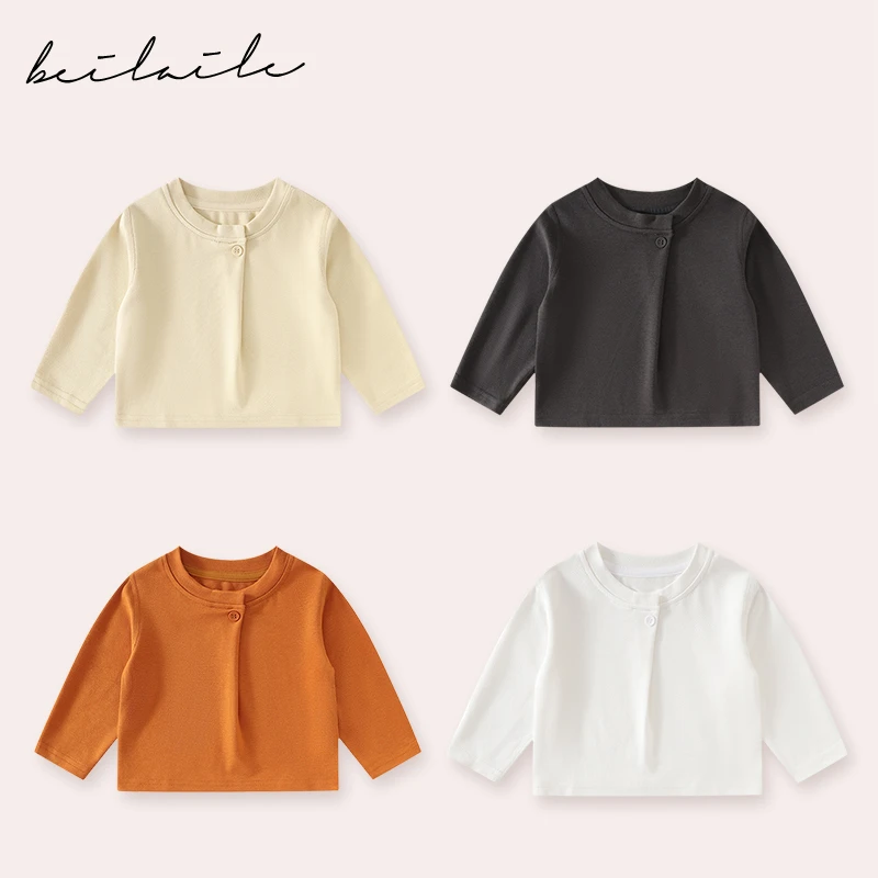 【糯米棉“一”字扣，欧版T恤 小乐妈咪】宝宝长袖T恤小童女童秋装G25